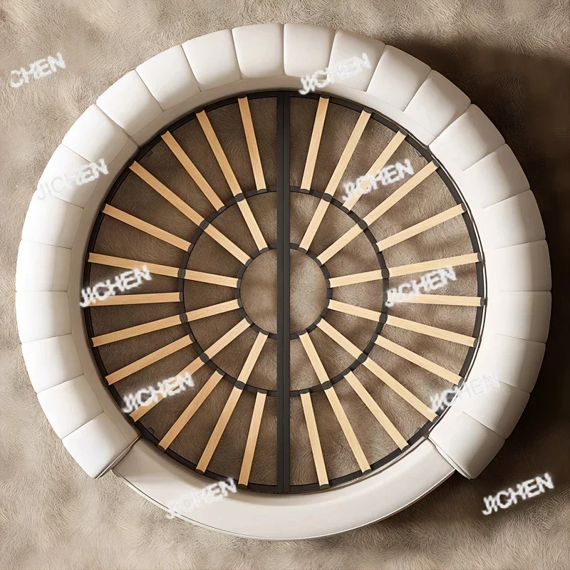 HG مصمم الفتيات سرير حديث 200 × 180 سنتيمتر الفاخرة الإيطالية الملك الحجم غرفة نوم سرير مزدوج علوي مستدير الكبار كاما الأثاث الزوجي #5