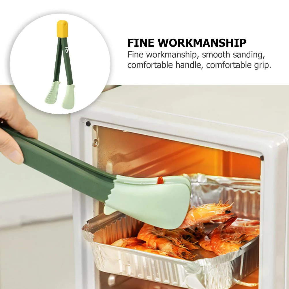 

Heat Resistant Bbq Tong Green Silicone Coated Food Clamp For Grilling Steak Fish Non-Slip Kitchen Utensil Multipurpose