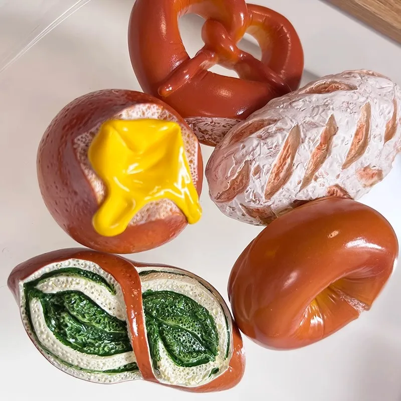 Alkaline Bread Baguette Fridge Magnets French Style Kitchen magnetic decoration Bread 3D Refrigerator Decker