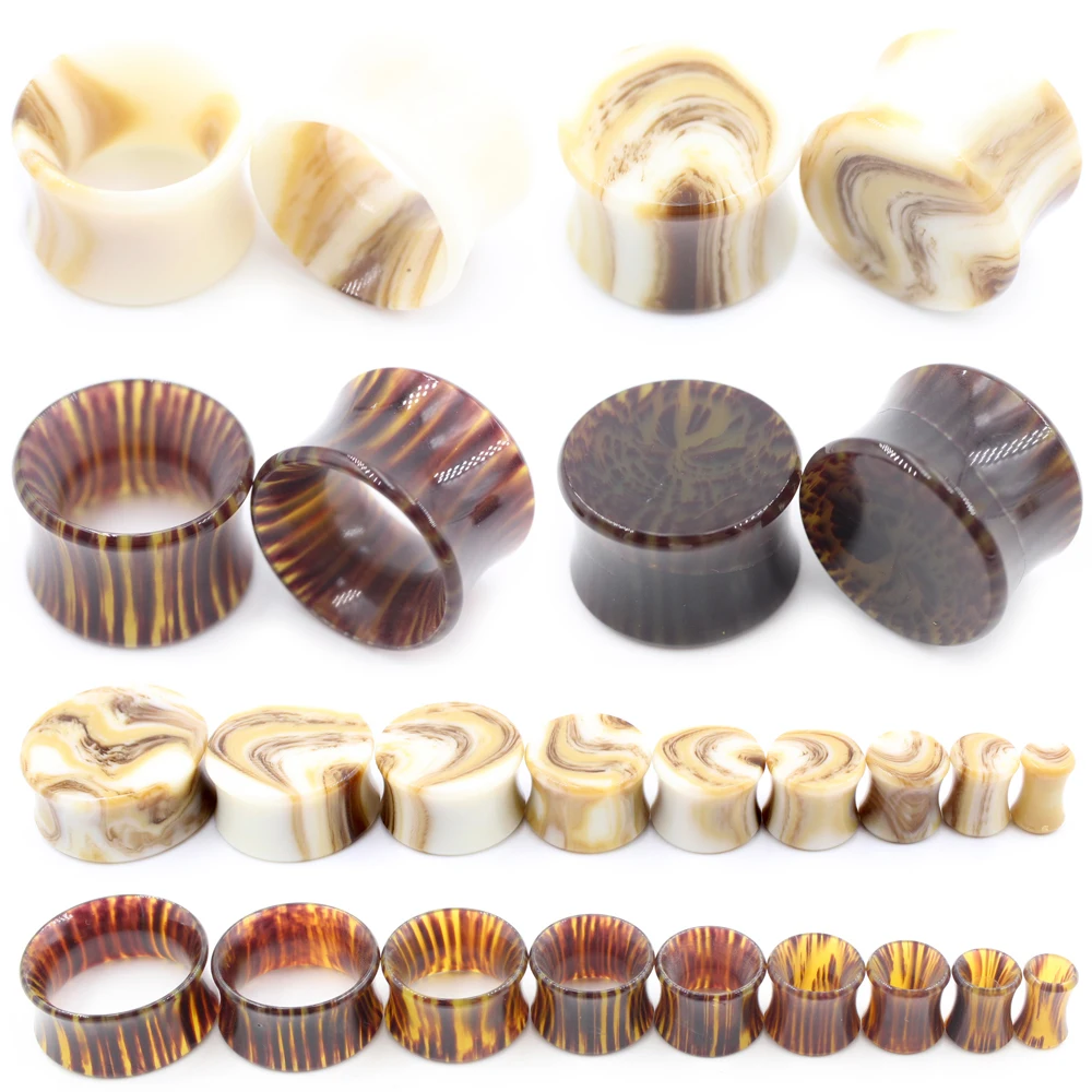 Alisouy 2PC 6mm-25mm Solid Hollow Acrylic Double Flared Ear Plugs Tunnel Expander Stretcher Earrings Gauge Piercing Body Jewelry