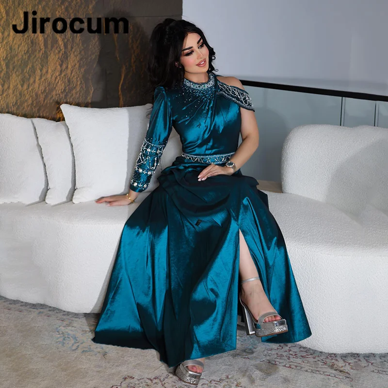 

Jirocum Elegant A-Line Evening Gowns Women's High Neck One Shoulder Beaded Party Prom Dresses Custom Formal Occasion Dress 2024