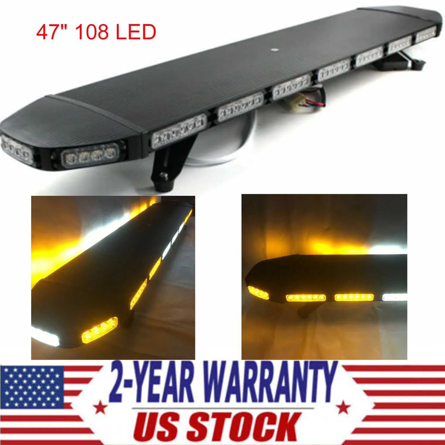 47'' 108 LED Emergency Strobe Light Bar Beacon Warn Tow Truck Response Signal Lamp 108W 12V / 24V