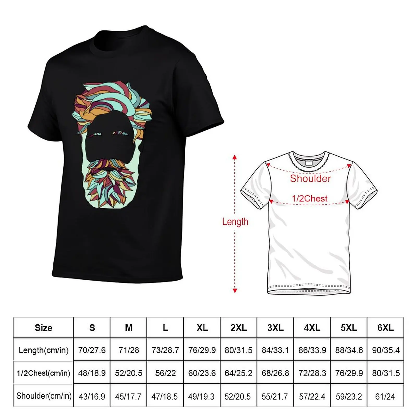 Rainbow Beard T-Shirt t shirts for man cotton man t shirts for men casual T-Shirt