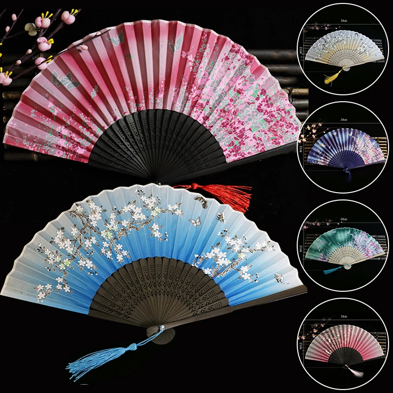 Verão dobrável fã, ventilador dobrável, estilo japonês, hanfu chinês