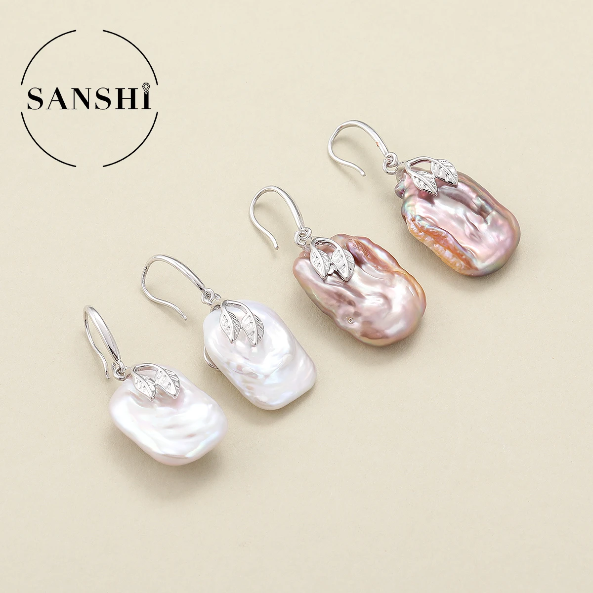 

Baroque Retro Style Natural Freshwater Pearl Leaf Earrings Must-have Item for Fashionable Pairs of White Pink Pearl Earrings