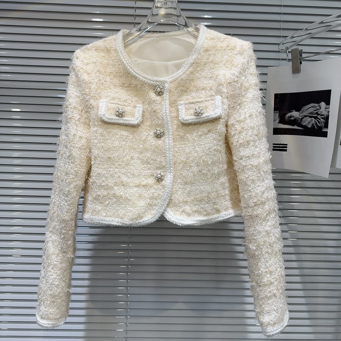 2025 Herbst neue ort helle Seide verdickte Wolloberbekleidung Damen Faion Knit Coquetti Sle runder Ne-Mantel