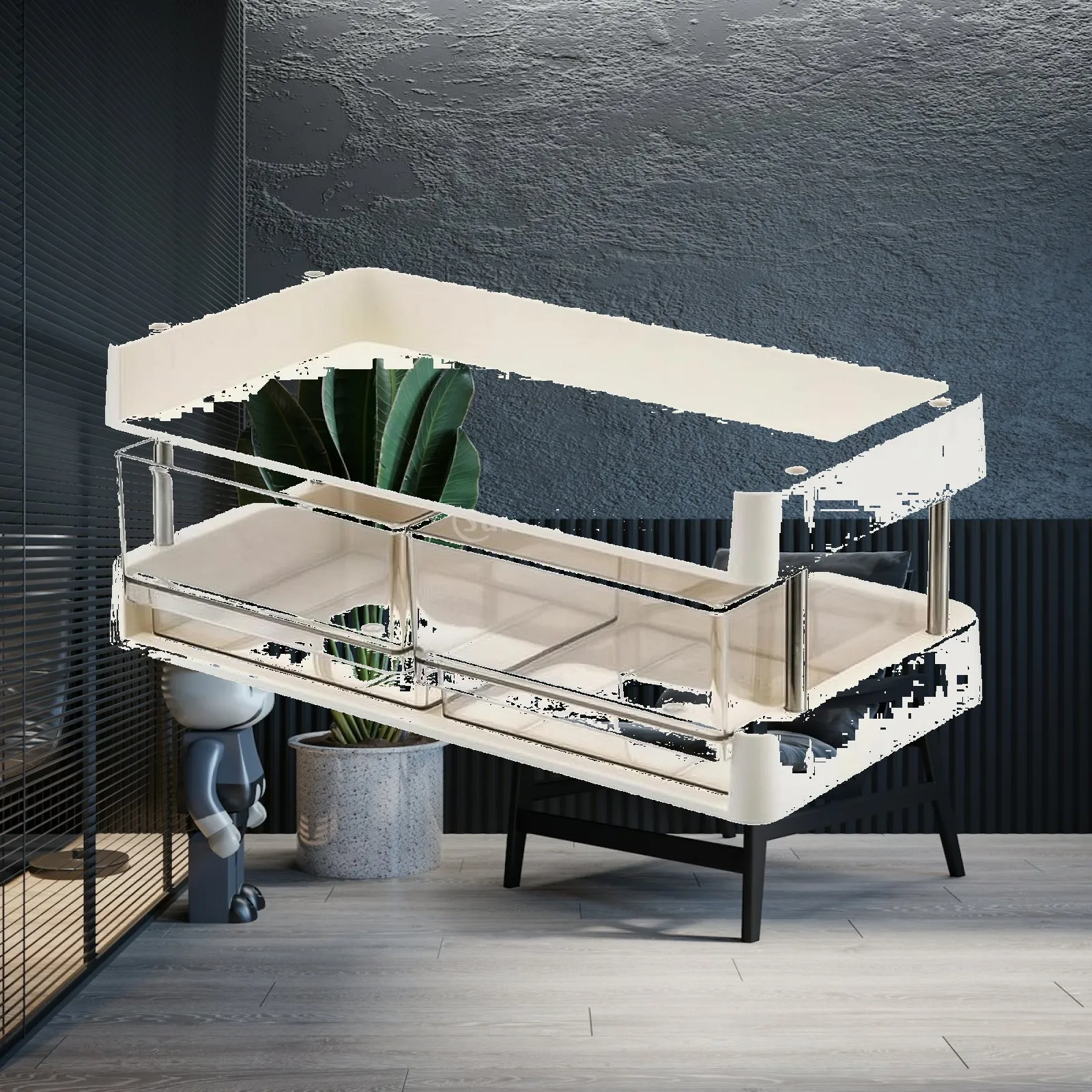 Desktop Transparent Storage Rack with Visible Drawer Compartments and Sturdy Metal Rods for Organizing Tea Bags Coffee Pods and