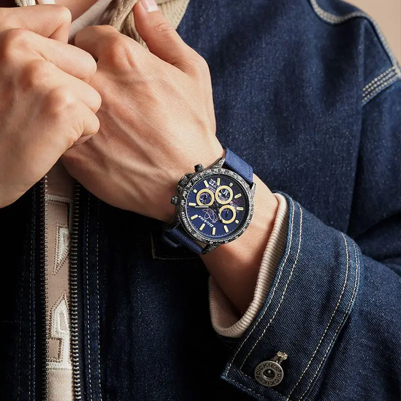 Original Dickies Watch Trendy Student Multifunctional Luminous, Personalized Waterproof Nylon Strap Quartz Watch CL-630