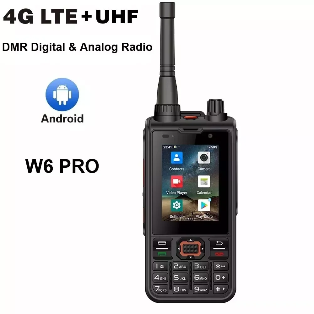 ANYSECU 4G Network Radio W6PRO Android 10 Work with Real-ptt Zello WIFI UHF 400-480mhz DMR Digital Radio