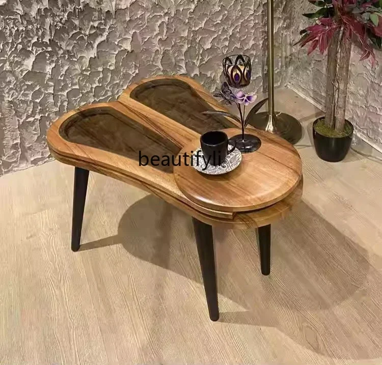 

Nordic designers creative minimalist design beetle shape solid wood table living room balcony art side few coffee table