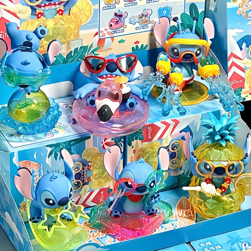 Boîte de la série Carnaval d'Été du Stitch de Disney Authentique, Modèle de Décoration de Dessin Animé Kawaii, Poupées de Collection, Jouets, Cadeaux d'Anniversaire pour Enfant