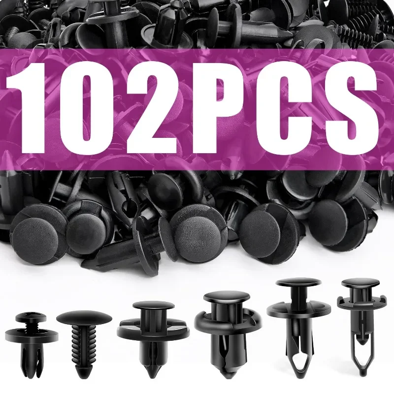 102 قطعة مجموعة مشبك السيارة العالمي 6 نماذج حجم السحاب برشام لقط السحابة مشبك ملحقات السيارة مادة ABS برغي ثابت