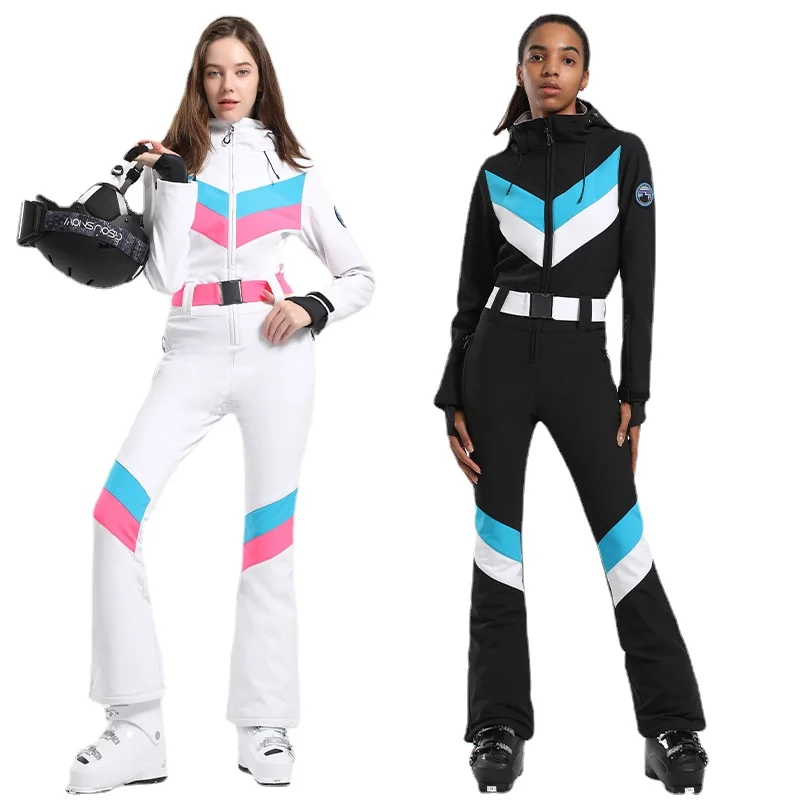 Ski Suit Wome Outdoor Overalls Slim Fitting Double Plate Jumpsuits Windproof Waterproof Set Winter Clothing