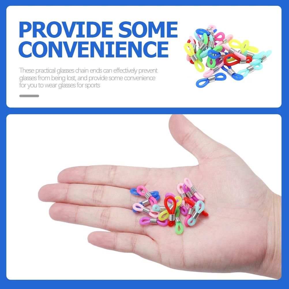 

100pcs Ends Eyeglasses Chain Ends Non Slip Connectors for Glasses Anti-Slip Chain Connector Glasses Anti Loss Rubber Durable