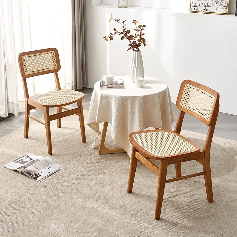 Nordic bar stool modern minimalist home Japanese rattan bar stool backrest ins style café bar stool