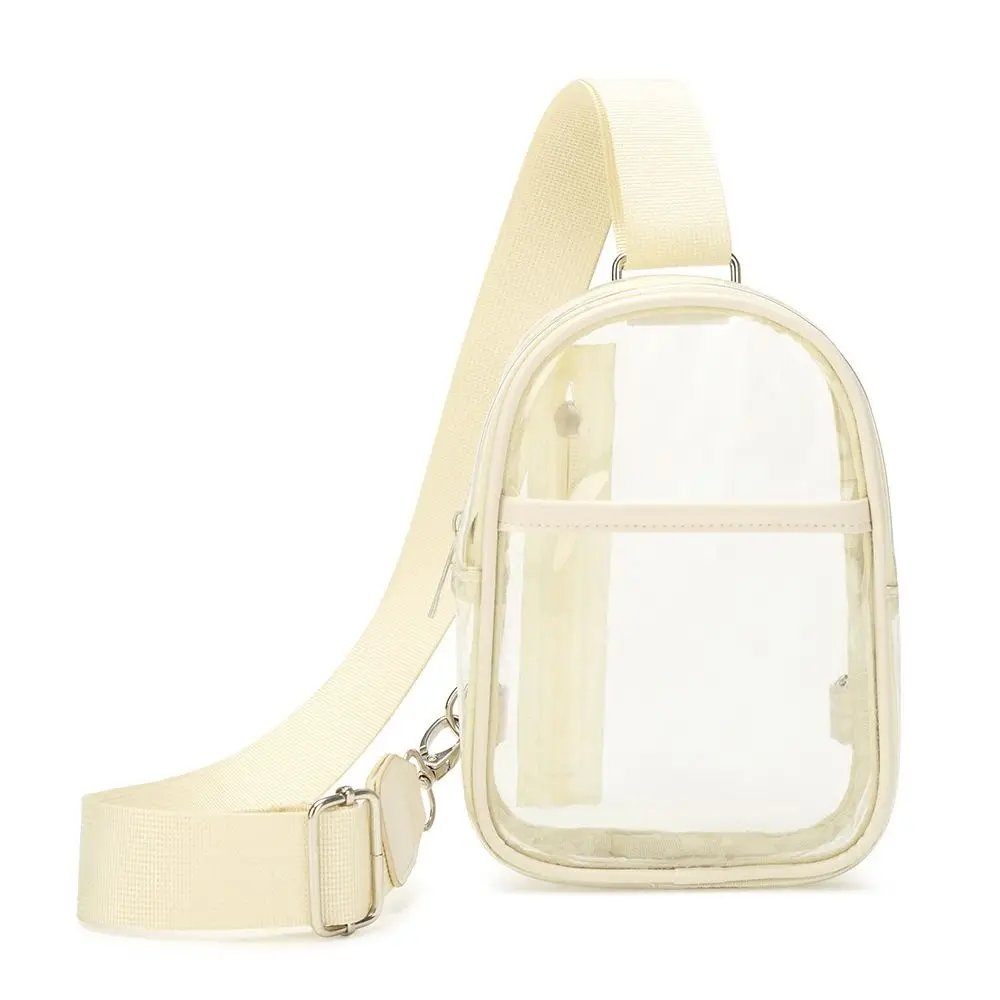 

Large Capacity Transparent Crossbody Bag Waterproof Adjustable Shoulder Strap Stadium Purse Bag PVC Zipper PVC Chest Bag