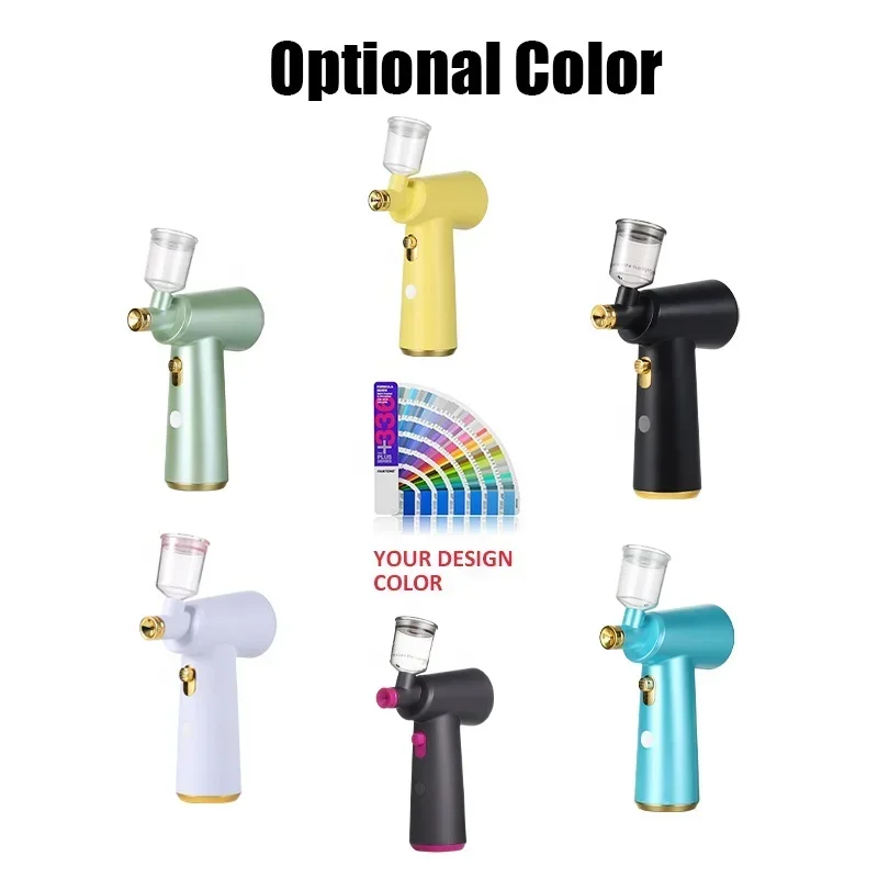 high grade portable cordless gold black barber spray mini facial airbrush gun nano with compressor