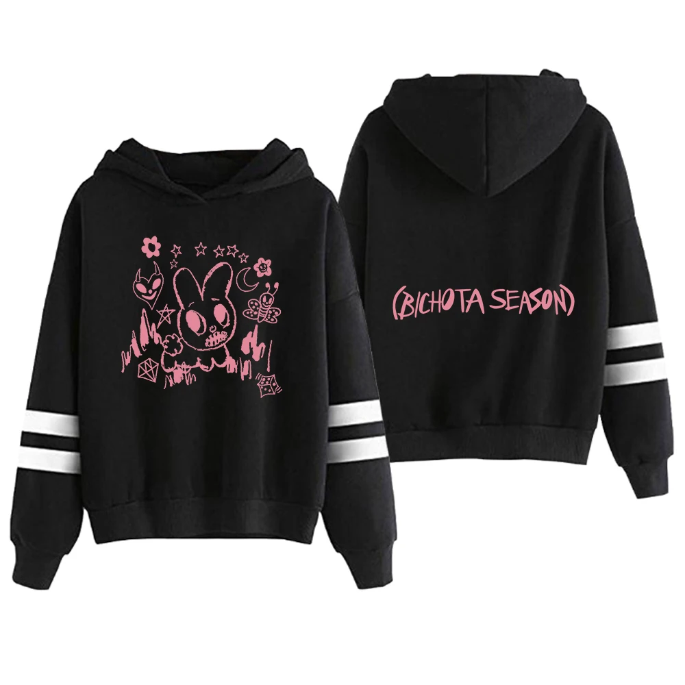 

Karol G Bichota Season Bunny Hoodie Pocketless Parallel Bars Sleeve Streetwear Men Women Sweatshirt 2023 World Tour Clothes