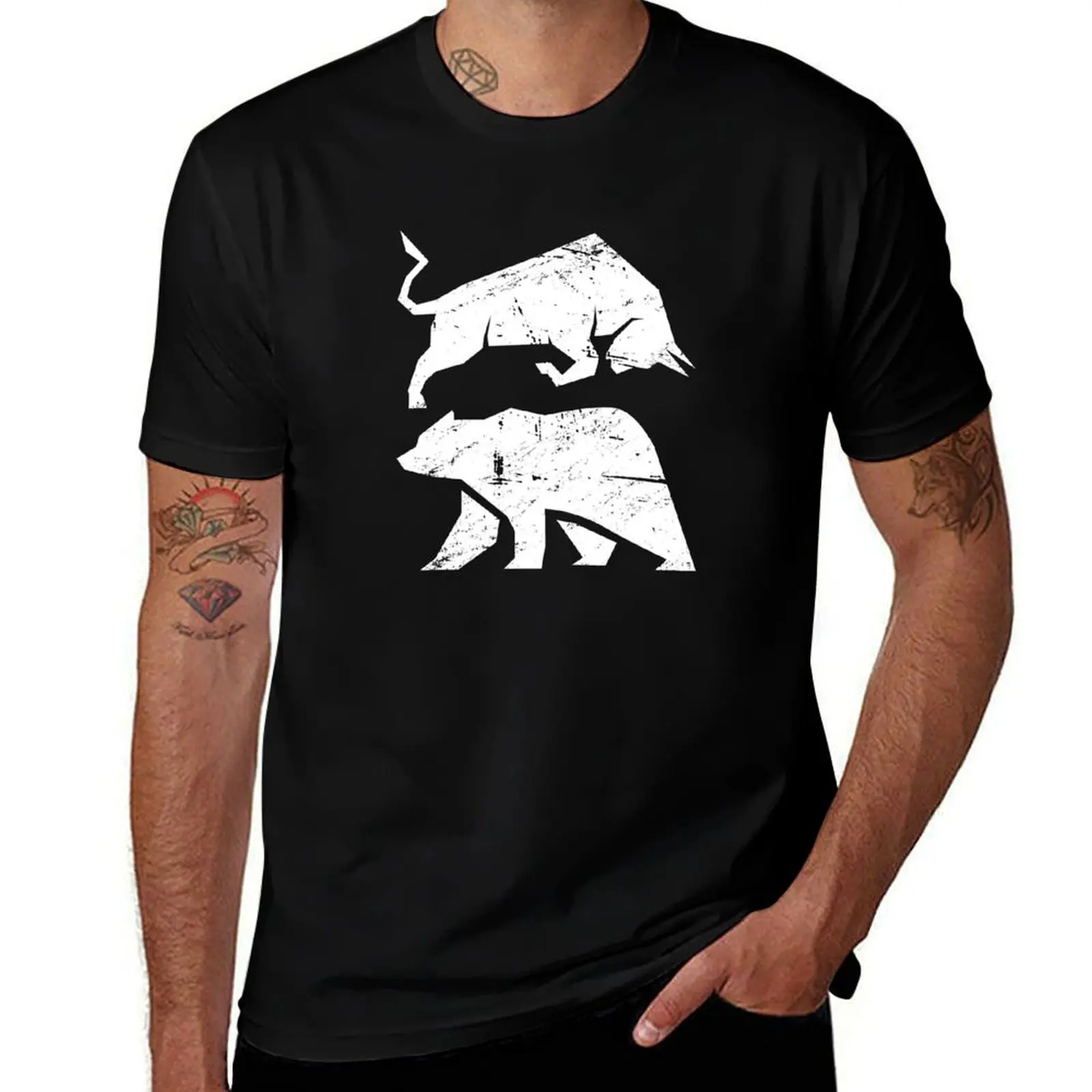 Bull & Bear Investing / Investor T-Shirt Large Size Basic Casual T-Shirt