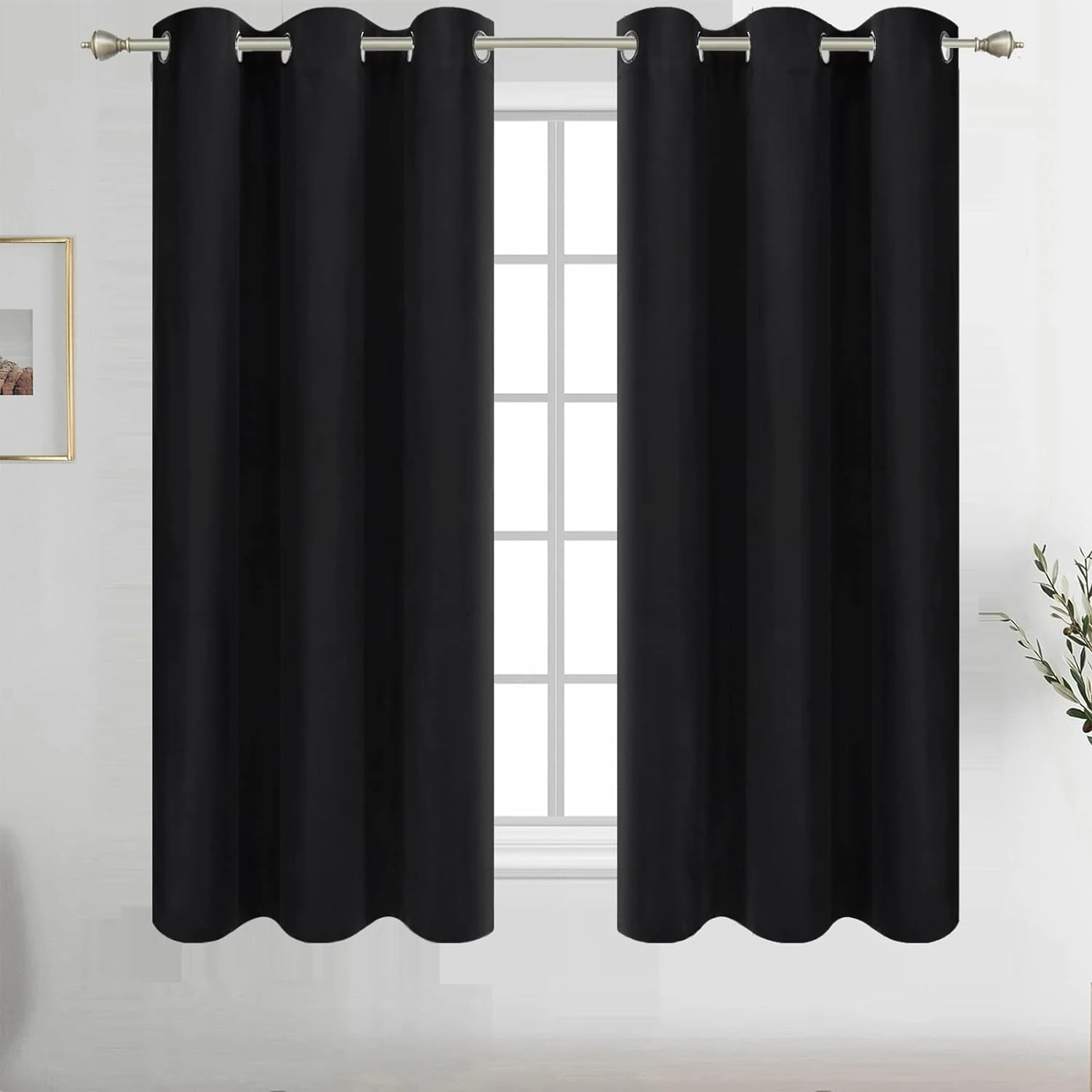 

Elegant Navy Blue Blackout Curtains - Set of 2 Thermal Insulated Grommet Panels for Bedroom, Room Darkening and Noise Reducing,