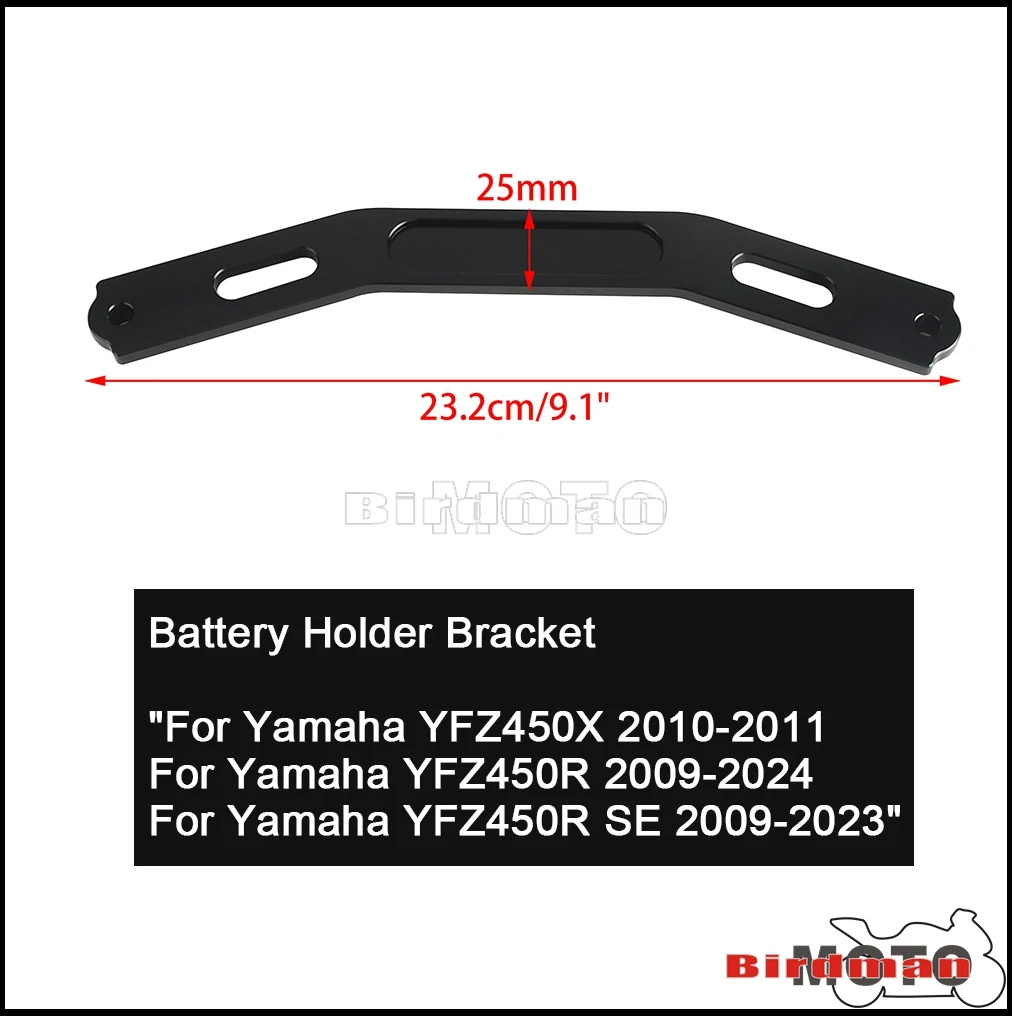 Aluminum Accessories Battery Fixed Holder Battery Crash Protection Bracket For Yamaha YFZ450R YFZ450R SE YFZ450X 2009-2023 Parts