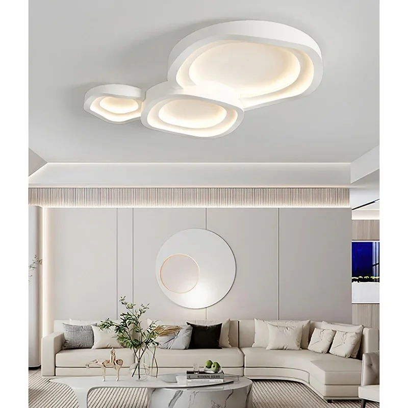 Imagem -02 - Moderno e Minimalista Luz de Teto Ondulado Estilo Creme Proteção para os Olhos Led Lustre Iluminação Quarto Lâmpadas Jantar