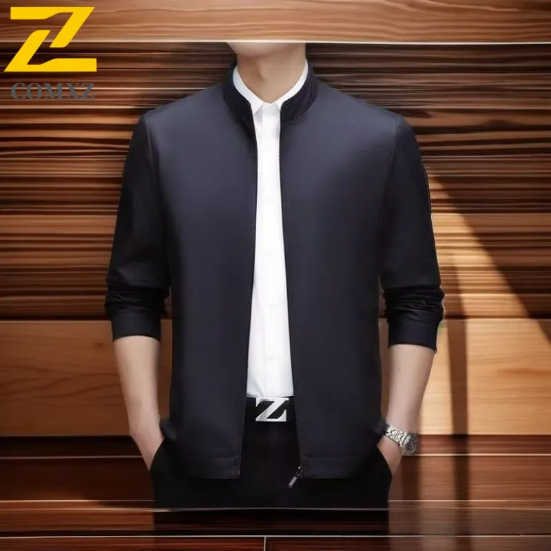 

Business Casual Male Jacket 2025 New Fashion Classic Stand Collar Office Outerwear Premium Comfort Lightweight Wear Autumn Coat