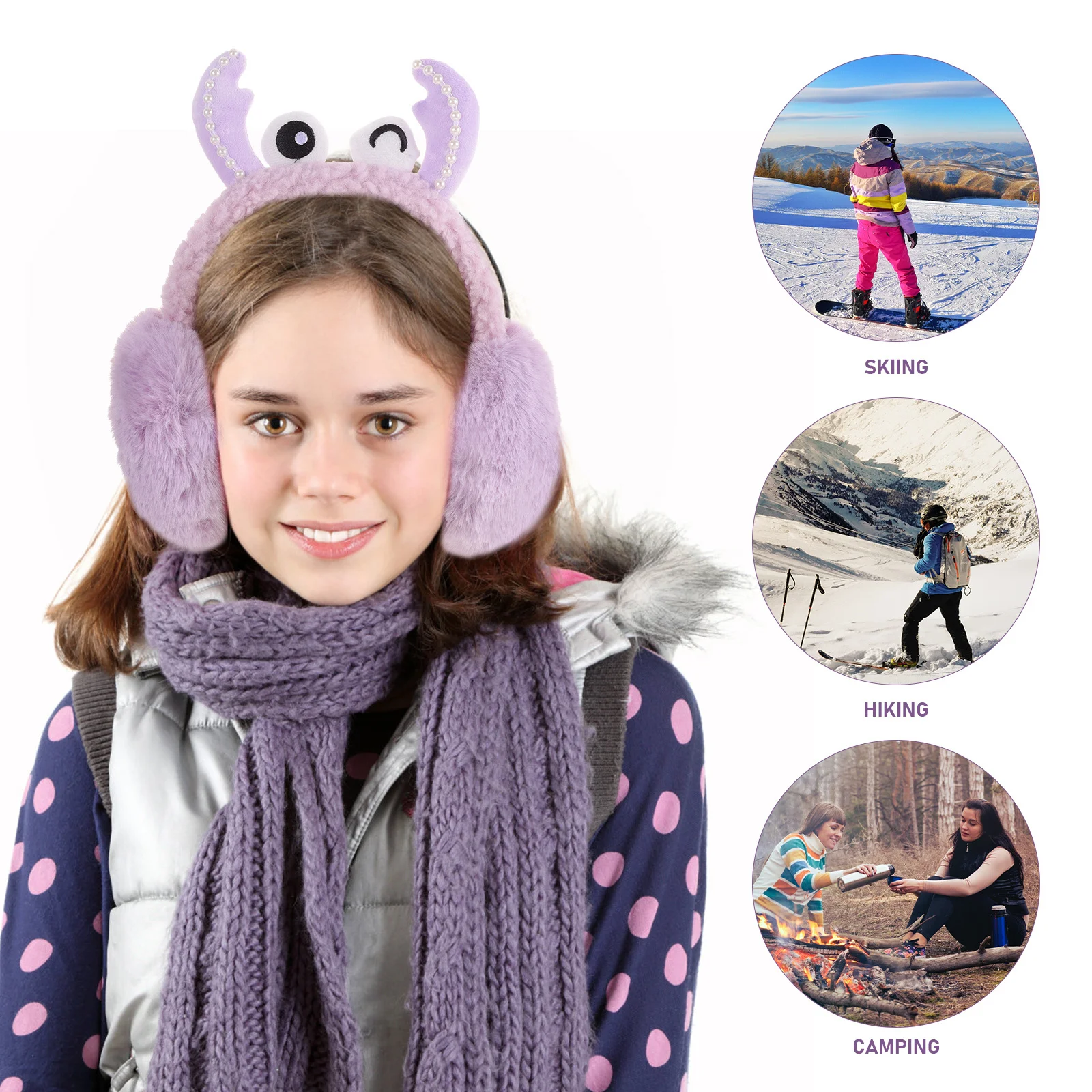 

Cartoon Crab Ear Muffs Warm Winter Ear Cover Soft Headband Earmuff for Women Men Outdoor Sports Ski Hiking Earmuffs