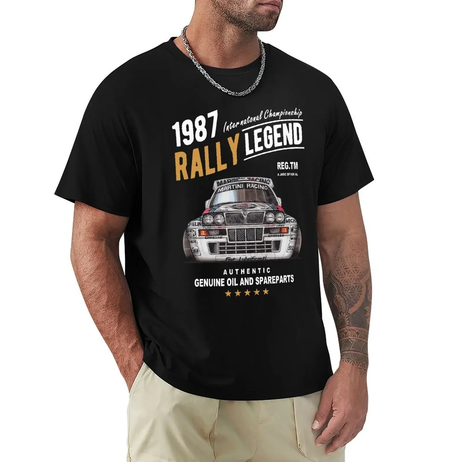 Rally Legend Motif With 1987 Lancia Delta Integrale Hf Car Men 2019 Summer Brand Cotton Hip Hop Fitness Clothing Men T Shirt