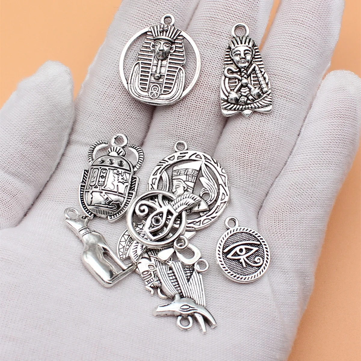 10pcs Mysterious Ancient Egypt Series Charms Collection For DIY Jewelry Making, 10 Styles, 1 of Each