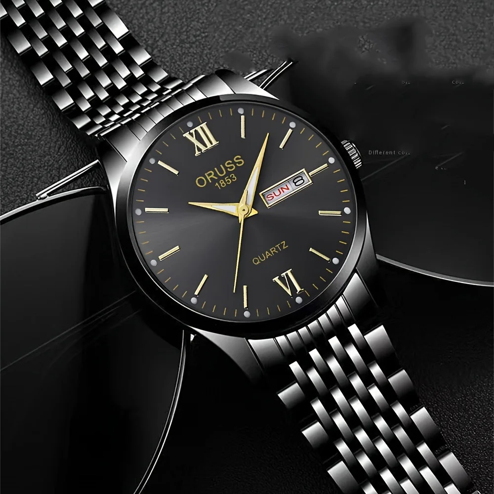 Модные мужские часы, Молодежные часы с календарем, модные деловые Прочные часы, высококачественные мужские часы черного цвета