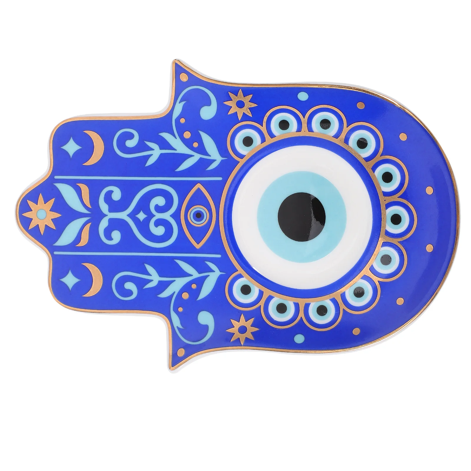 

Evil Eye Hand Ceramic Jewelry Tray Trinket Dish Decorative Key Holder Plate Compact Vanity Organizer for Home Use