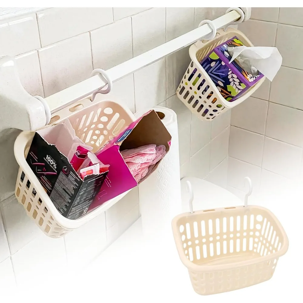 hanging shower caddy organizer with hooks 8.6x4.7 inch – mini rectangle plastic baskets and storage bins with drain holes for dr