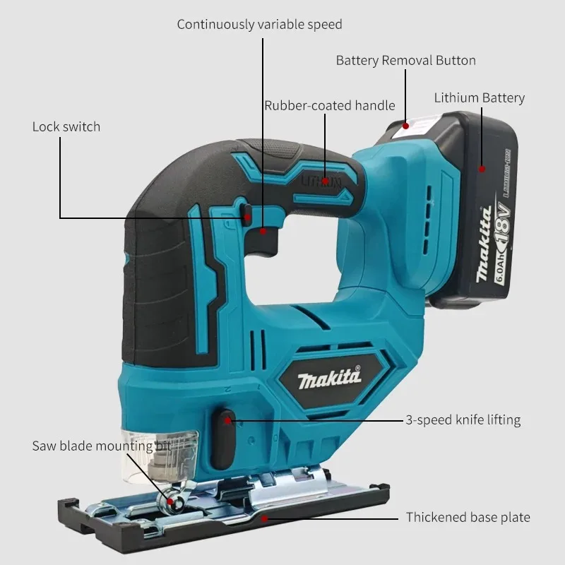 ماكيتا 3000 دورة في الدقيقة بانوراما كهربائية 340 واط مع شفرة المنشار مقبض برميل لاسلكي 18 فولت رقصة لبطارية ماكيتا - أداة كهربائية 340 واط #3