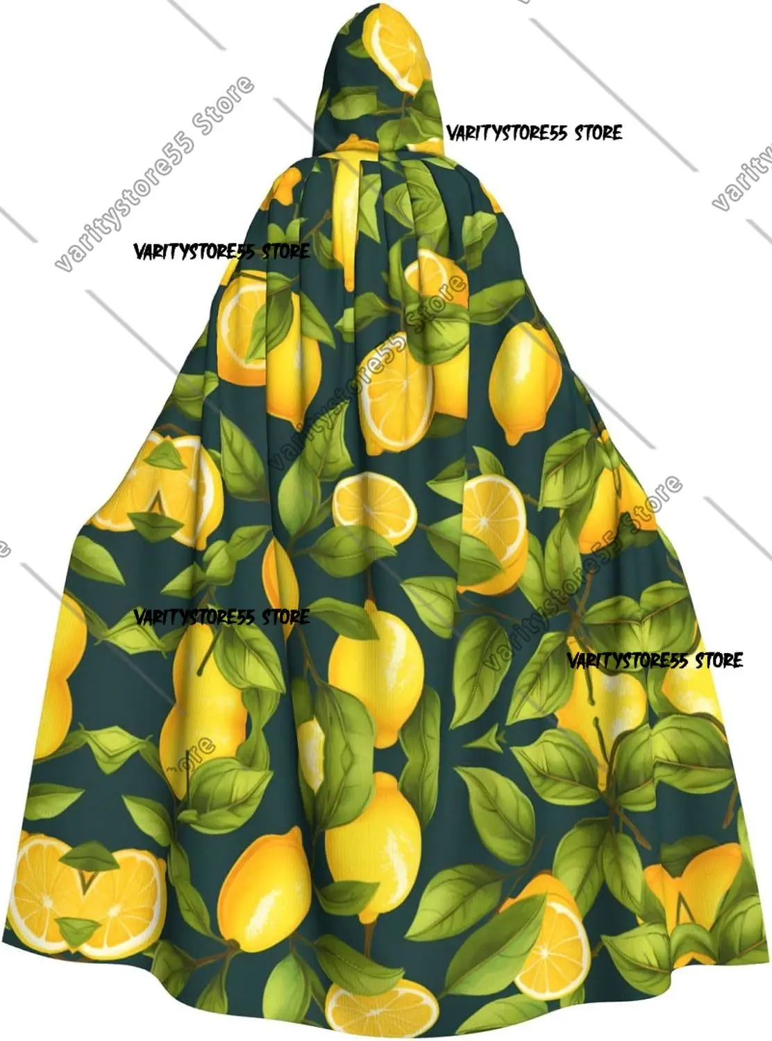 عباءة بغطاء للرأس للبالغين للهالوين، صورة فاكهة الليمون، عباءة كبيرة للغاية بغطاء للرأس