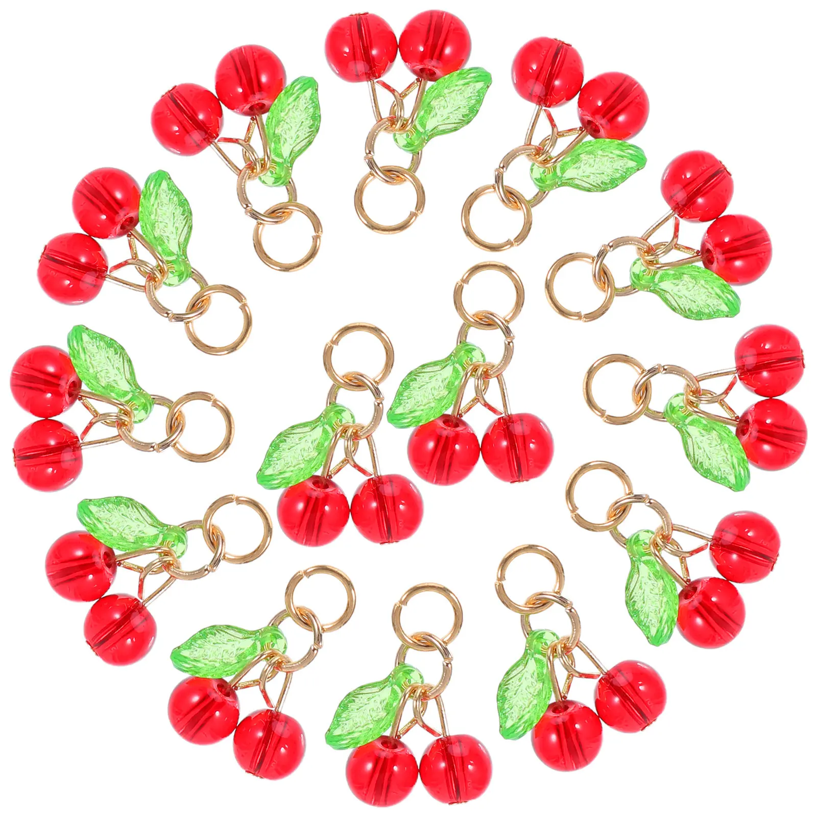 

50Pcs Cherry Charms 3D Plastic Pendant Cute Red Fruit Beads for DIY Bracelet Necklace Earrings Jewelry Making Keychain