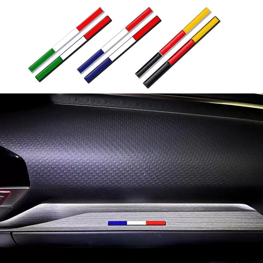Um par de adesivos de decoração de carro com bandeira nacional de metal 3D tricolor para VW Peugeot Citroen Abbas peças de modificação de carro