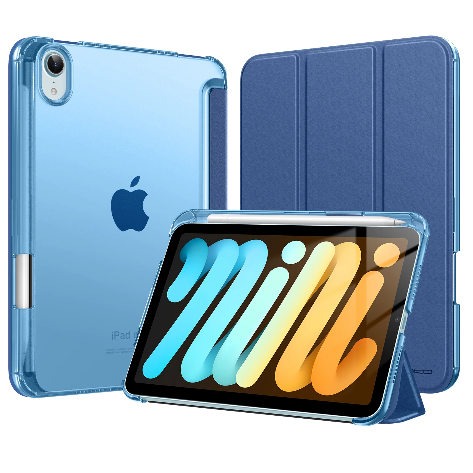 Trifold Case for iPad Mini 7 A17 Pro Case 2024, iPad Mini 6th Generation Case 8.3 Inch 2021 with Pencil Holder Auto Sleep Wake