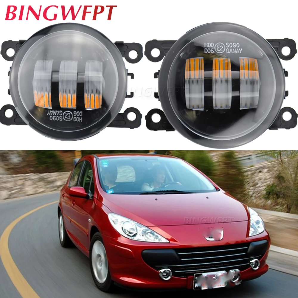 2PCS DRL 12V H11 LED Fog Lamp Assembly For Peugeot 107 207 407 307 2002-2008 For Peugeot Traveller 208 2014-2015 Fog Light