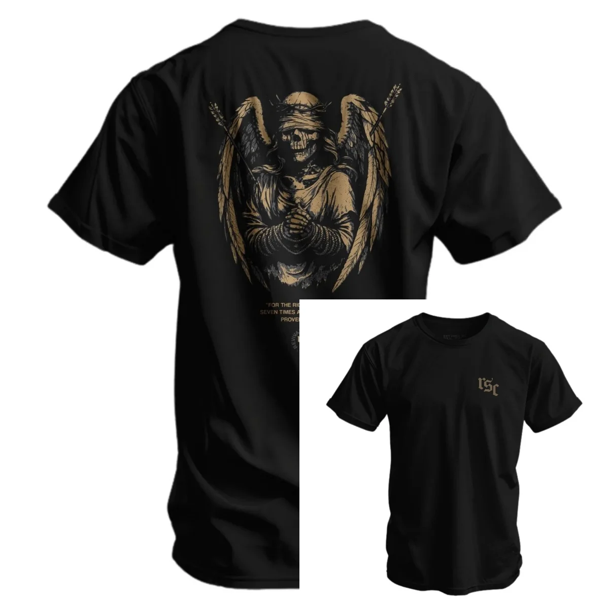 Camiseta para hombre Righteous Falls Seven Times - Camiseta militar de combate - Adecuada para ropa deportiva de algodón puro