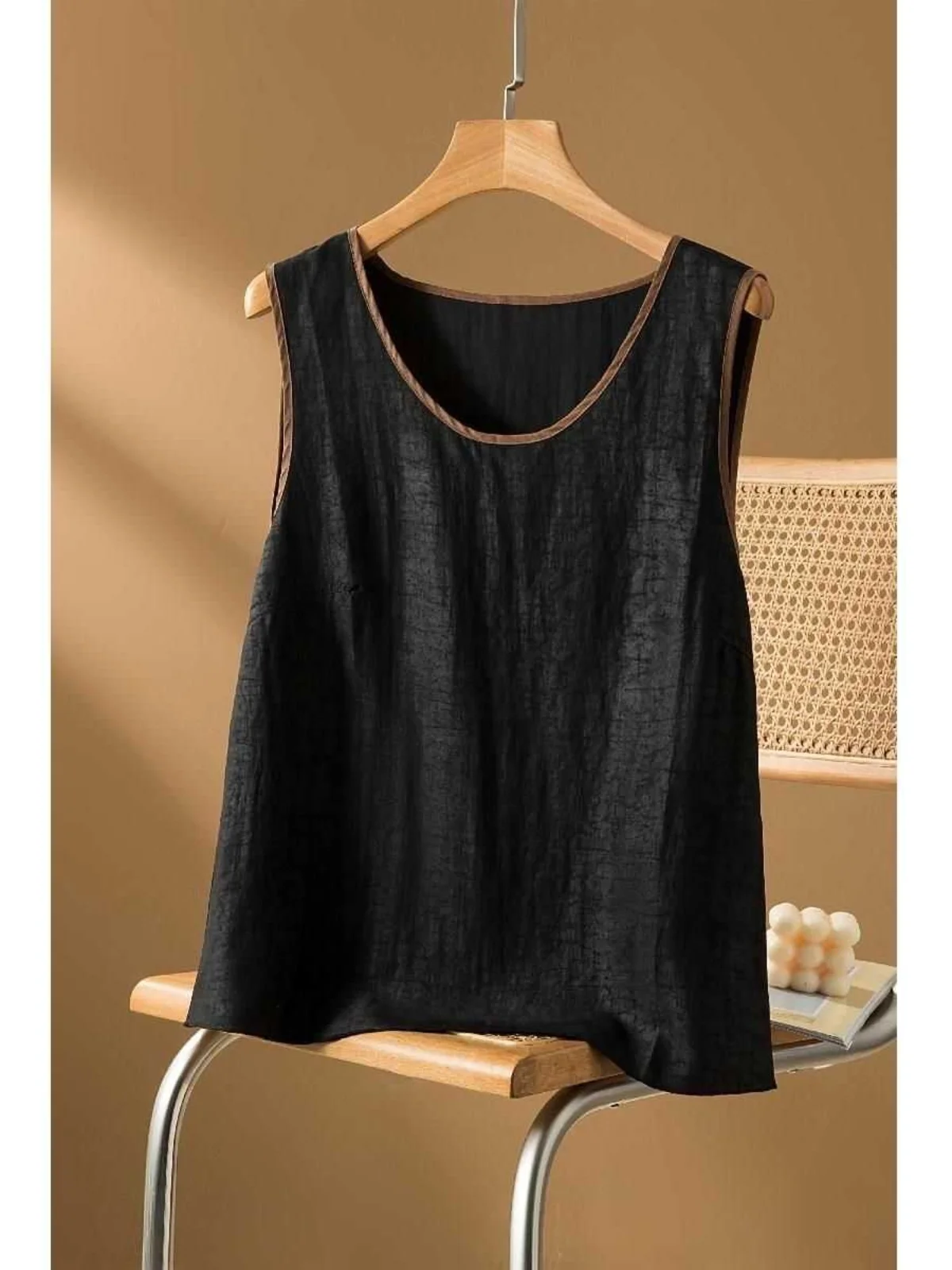 

Bla Silk Cloud Cloth Винтажный женский жилет с ремешками Топ для живота Faion Commute Свободный крой Four Seasons круглый топ на бретелях