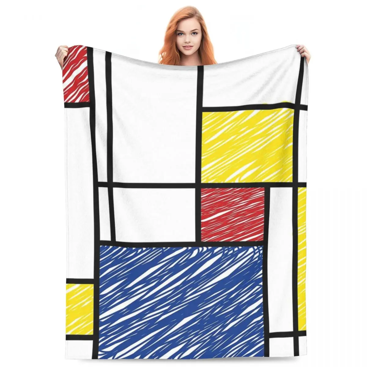 

Mondrian Minimalist De Stijl Blanket Flannel Sofa Warm Throw Blankets for Couch Bedding Outdoor Throws Bedspread Quilt