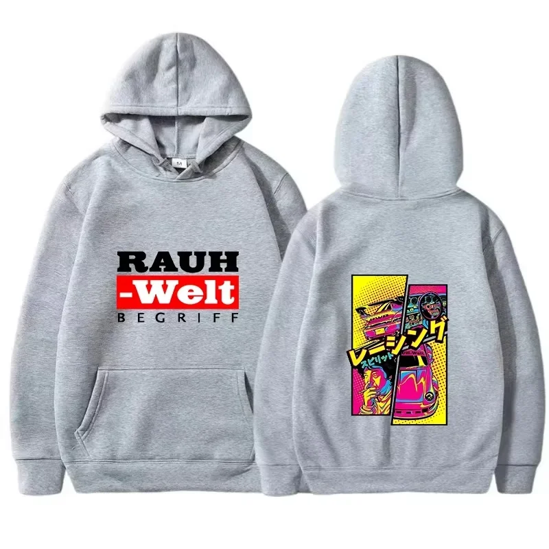 Rauh Welt Hoodie Car Widebody Tuning JDM Racing Pop Art Comic Ästhetisches Schwarzes Oversized Casual Sweatshirt Langarm – Detail 4