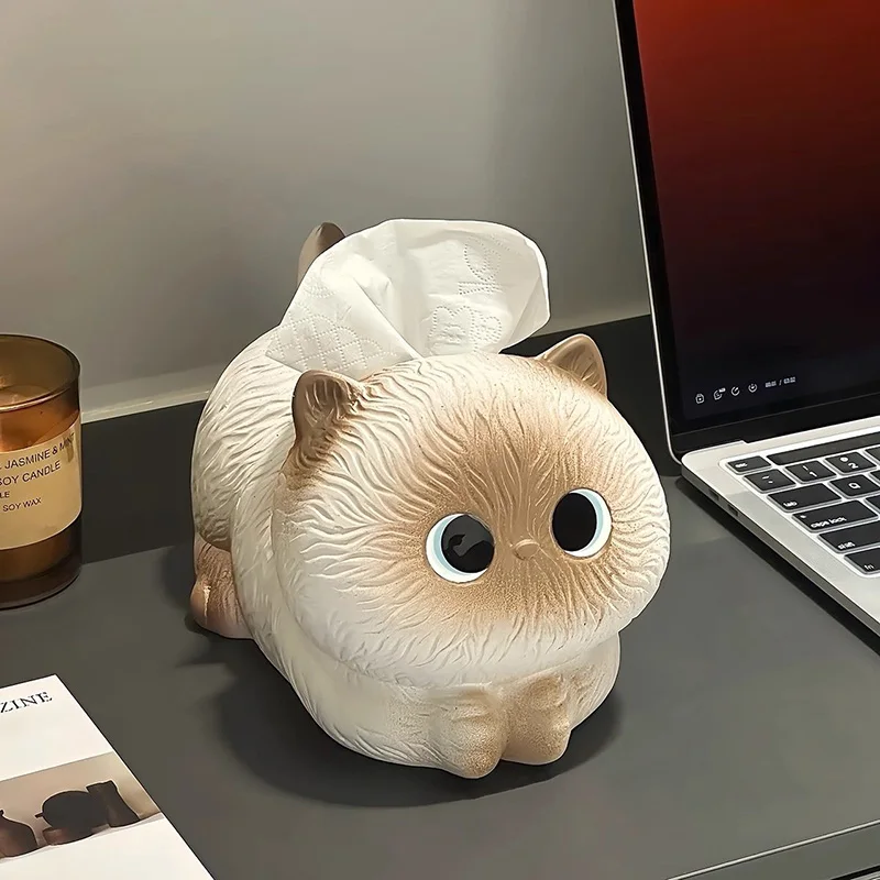 

Creative Siamese Cat Anti Fall Tissue Box Living Room Desktop Paper Box Cute Gift Decoration