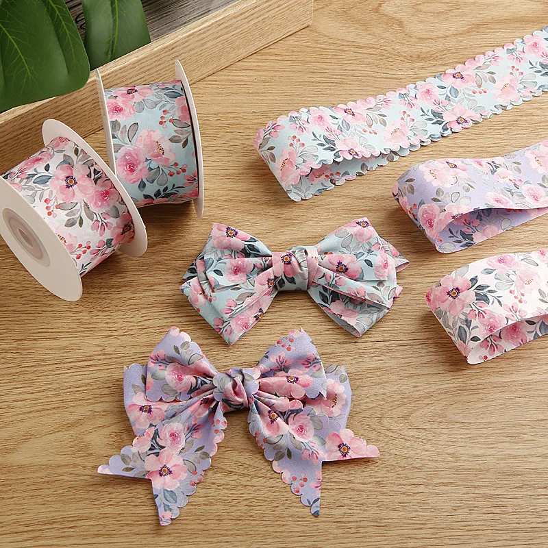 1 Meter Double-sided Printed Webbing Costume Straw Hat Gift  Flower Decoration Bow diy Hair Accessories Materials Lace Ribbon