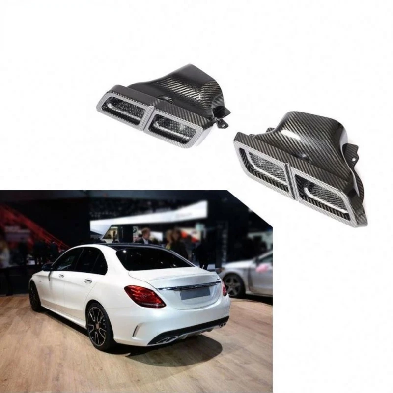 

Universal Dry Carbon Fiber C Class E Class S Class Exhaust Muffler Tips for Mercedes Benz W205 W204 W222 W218 S63 S65 AMG