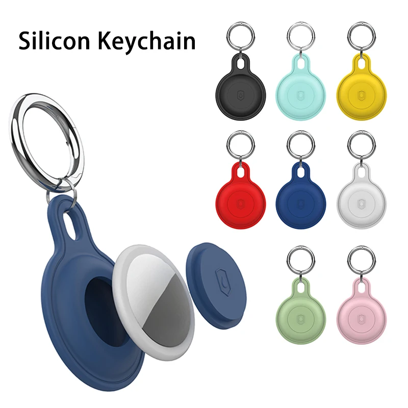 Silicon Keychain for Apple Airtags Case Protective Cover 360° Waterproof Airtag Holder Tracker Accessories AirTag Case Key Ring