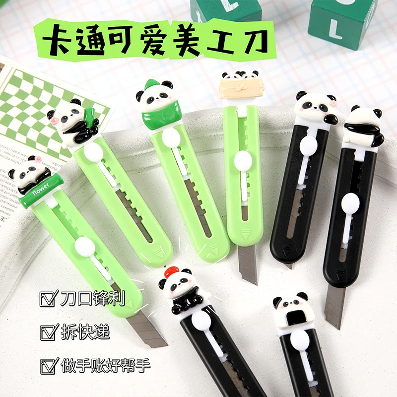 40 pcs/lot Creative Panda Utility Knife Scissors Cute Paper Cutter Cutting Paper Razor Blade Office School Supplies