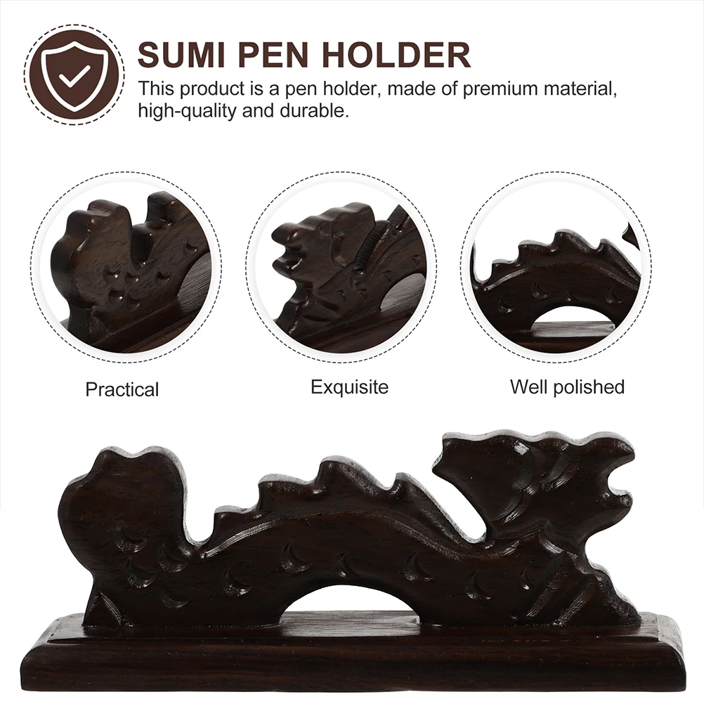 

2Pcs Vintage Chinese Calligraphy Pen Holder Exquisite Dragon Head Design Multi-Functional Desktop Adornment for Ink Brush Pens