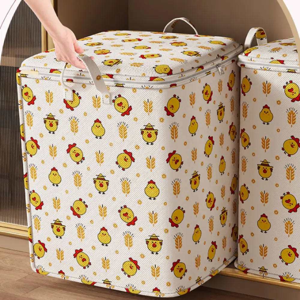 

Foldable Quilt Storage Bag Large Capacity Dust-Proof Clothes Storage Bins Handle Wardrobe Sorting Storage Bucket
